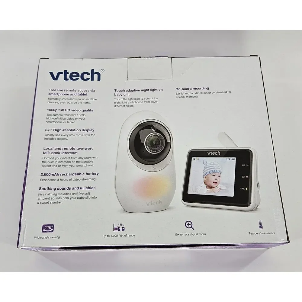 VTech RM2851 Smart WiFi 1080p Baby Monitor 2.8in Screen Camera Open Box
